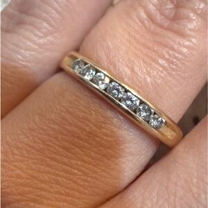 14k Gold Band Ring with Diamonds